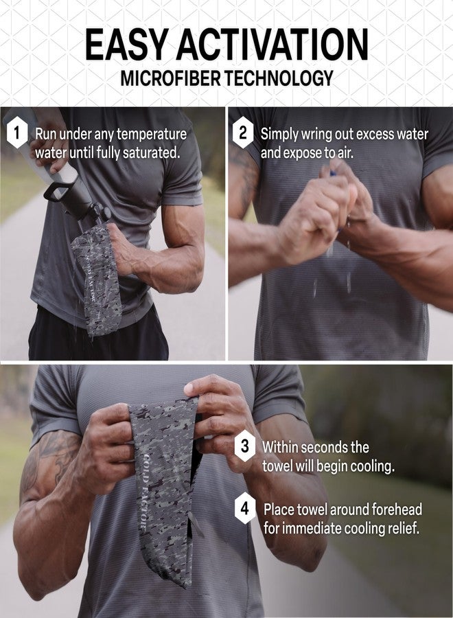 COLD FACTOR Cooling Headband for Women and Men - UPF 50+ Advanced Evaporative Comfort, Instant Cooling Sweatband for Outdoor Sports, Fitness, Yoga, Hiking, Running, and Workout - 3 Pack (Camo) - Image 4